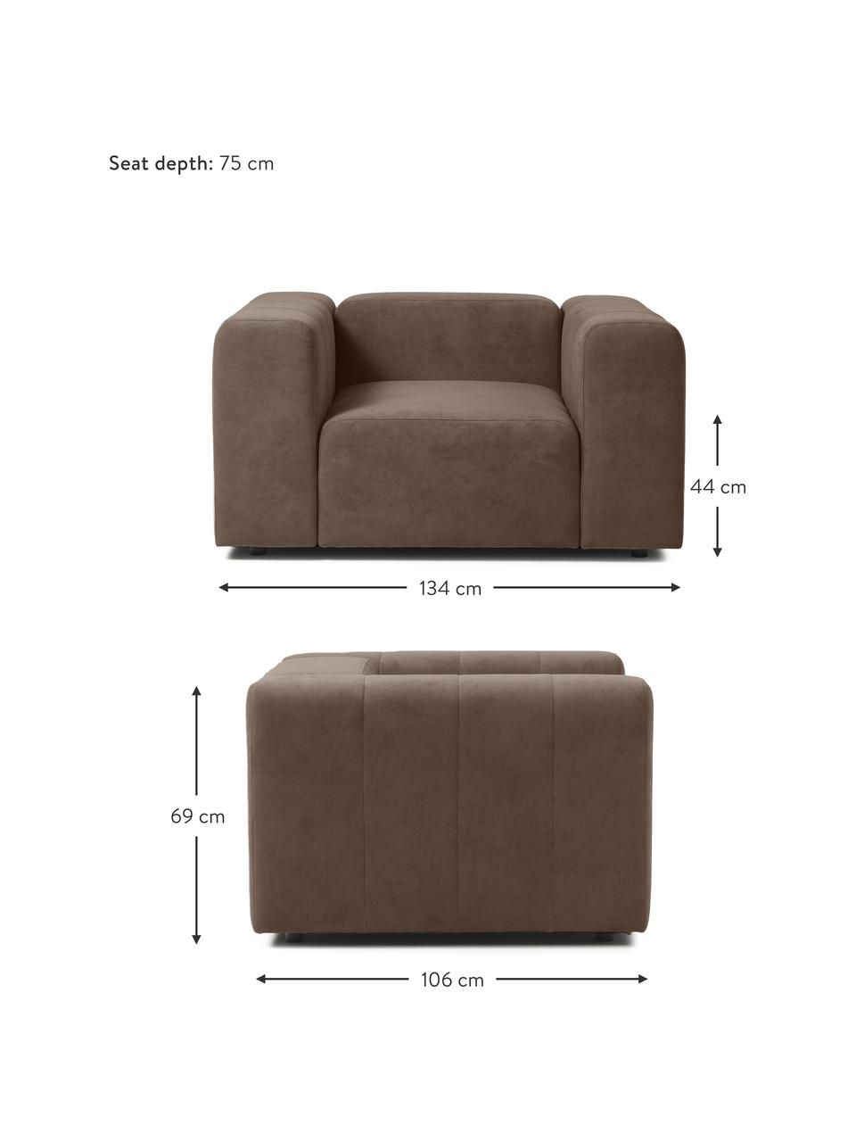 Fauteuil Lena, Bekleding: geweven stof (88% polyest, Frame: grenenhout, multiplex, ha, Poten: kunststof, Geweven stof donkerbruin, B 134 x D 106 cm