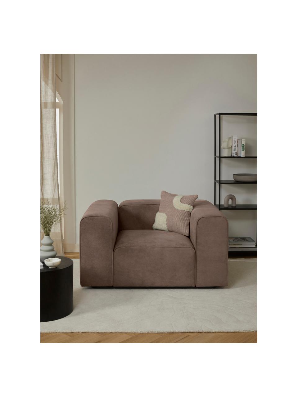 Fauteuil Lena, Bekleding: geweven stof (88% polyest, Frame: grenenhout, multiplex, ha, Poten: kunststof, Geweven stof donkerbruin, B 134 x D 106 cm