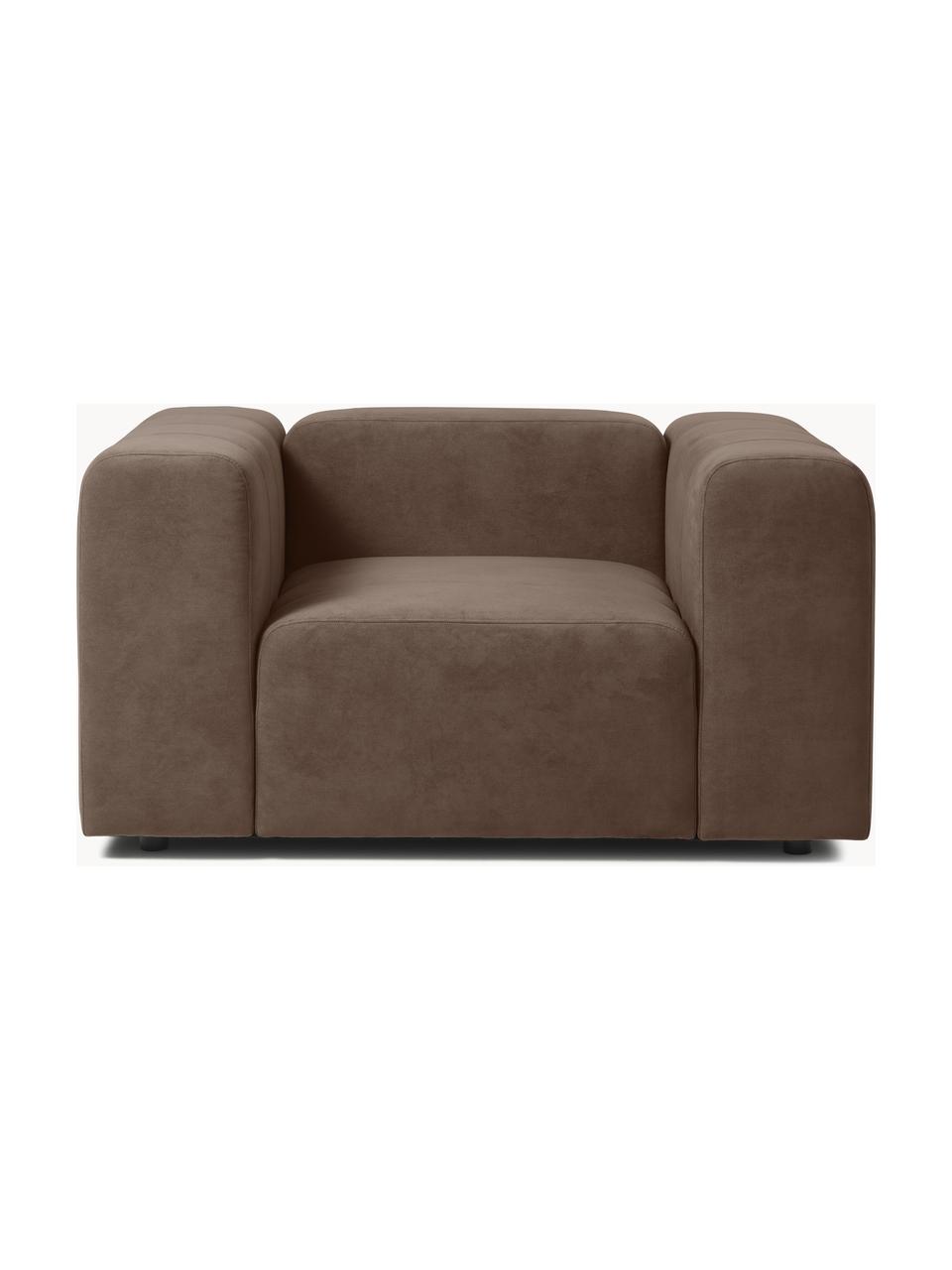 Fauteuil Lena, Tissu brun foncé, larg. 134 x prof. 106 cm