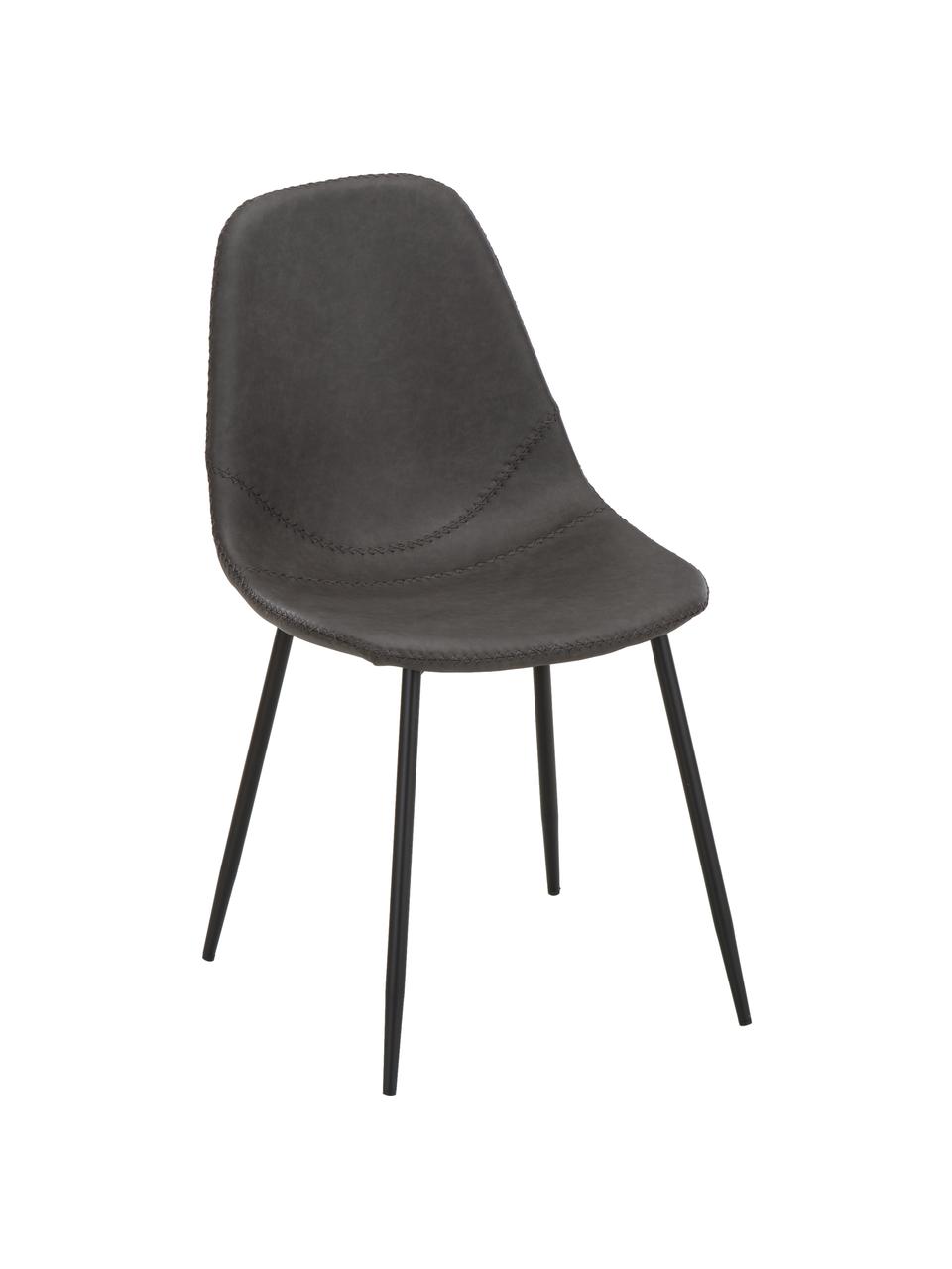 Čalouněná židle z imitace kůže Linus, 2 ks, Tmavě šedá