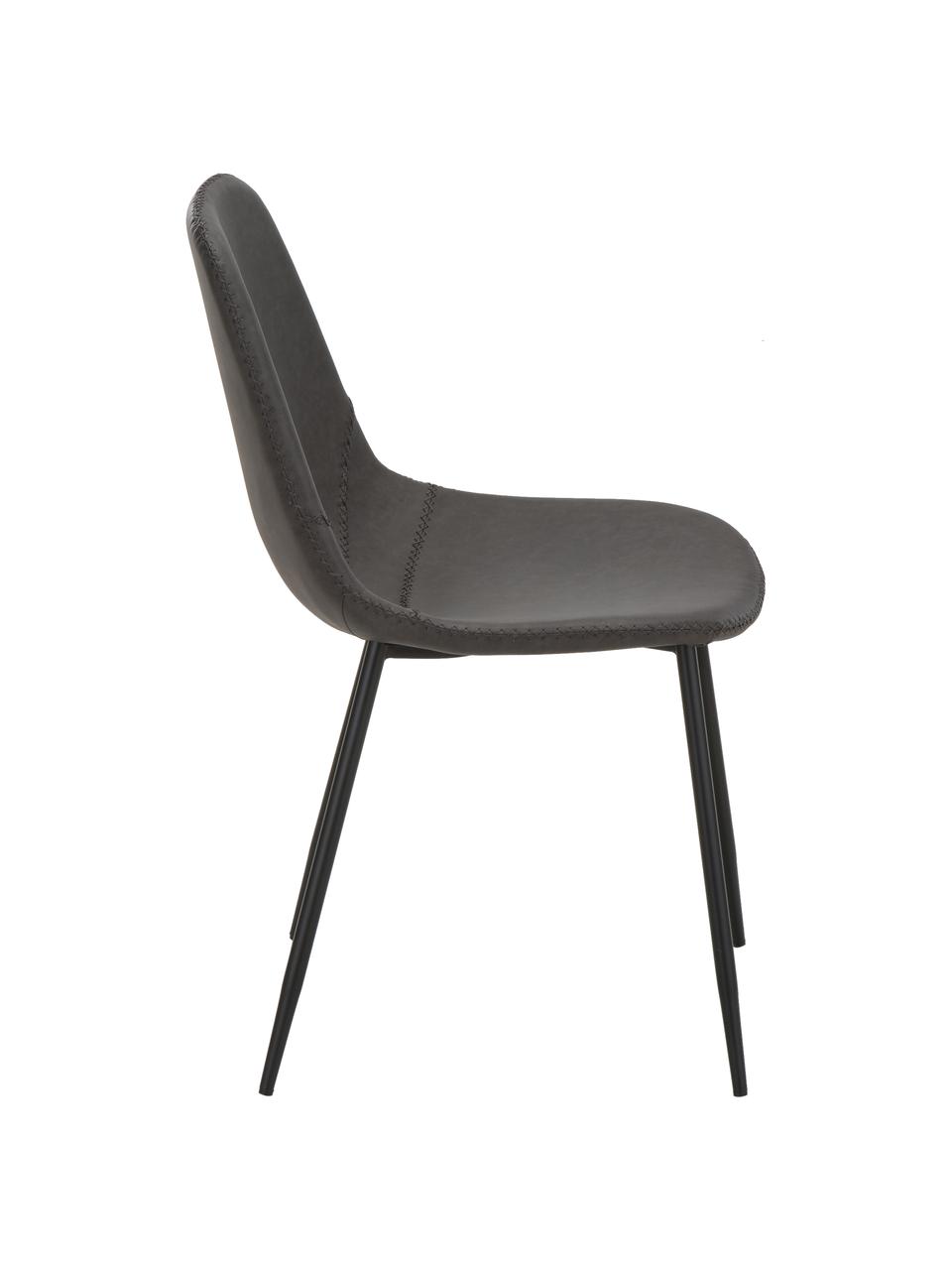 Kunstleren stoelen Linus, 2 stuks, Bekleding: kunstleer (65% polyethyle, Poten: gepoedercoat metaal, Donkergrijs, B 41 x D 53 cm