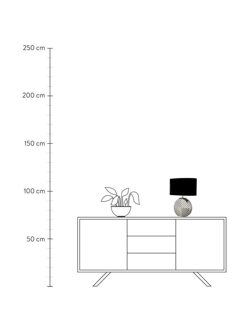 Moderne tafellamp Ceramica van keramiek, Lampenkap: stof, Lampvoet: keramiek, Zwart, zilverkleurig, B 32 cm x H 41 cm