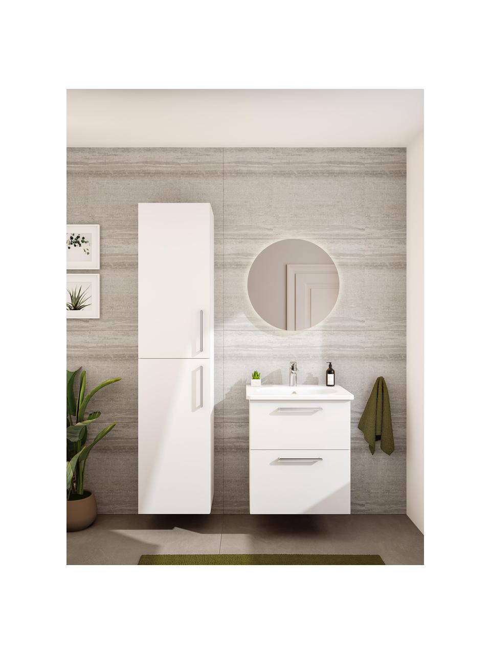 Lavabo con mobiletto Orna, Larg. 60 cm, Maniglie: alluminio rivestito, Bianco, Larg. 60 x Alt. 67 cm