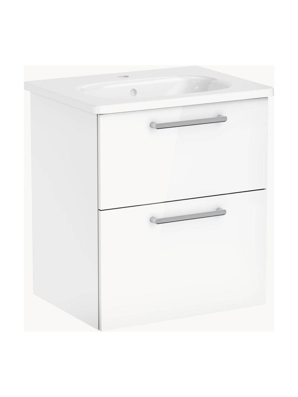 Lavabo con mobiletto Orna, Larg. 60 cm, Manico: alluminio rivestito, Bianco, Larg. 60 x Alt. 67 cm