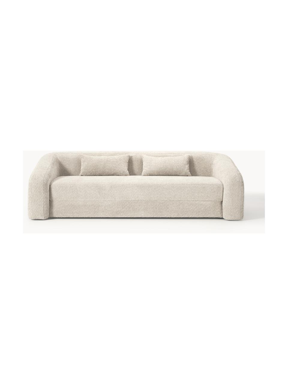 Schlafsofa Eliot (3-Sitzer) aus Teddy-Bouclé, Bezug: Teddy-Bouclé (100 % Polye, Gestell: Spanplatte, Kiefernholz, Teddy-Bouclé Off White, B 230 x T 100 cm