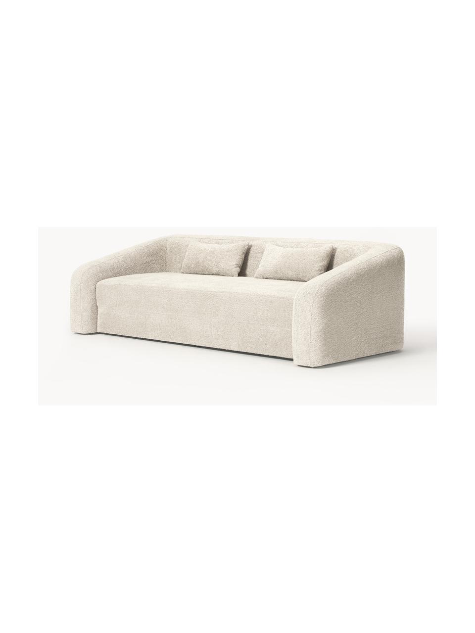 Schlafsofa Eliot (3-Sitzer) aus Teddy-Bouclé, Bezug: Teddy-Bouclé (100 % Polye, Gestell: Spanplatte, Kiefernholz, Teddy-Bouclé Off White, B 230 x T 100 cm