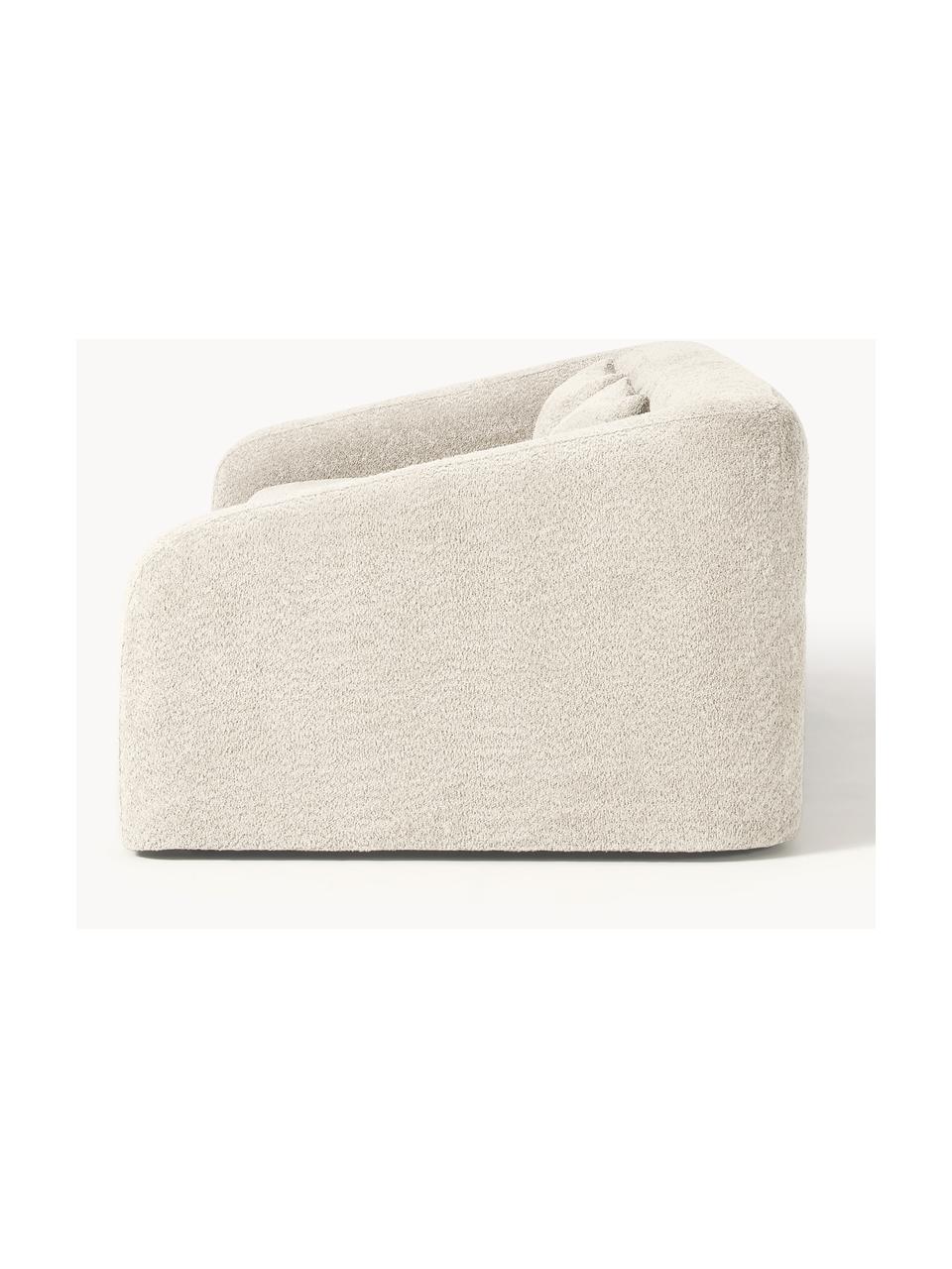 Sofá cama de borreguillo bouclé Eliot (3 plazas), Tapizado: tejido borreguillo bouclé, Patas: plástico, Borreguillo bouclé Off White, An 230 x F 100 cm