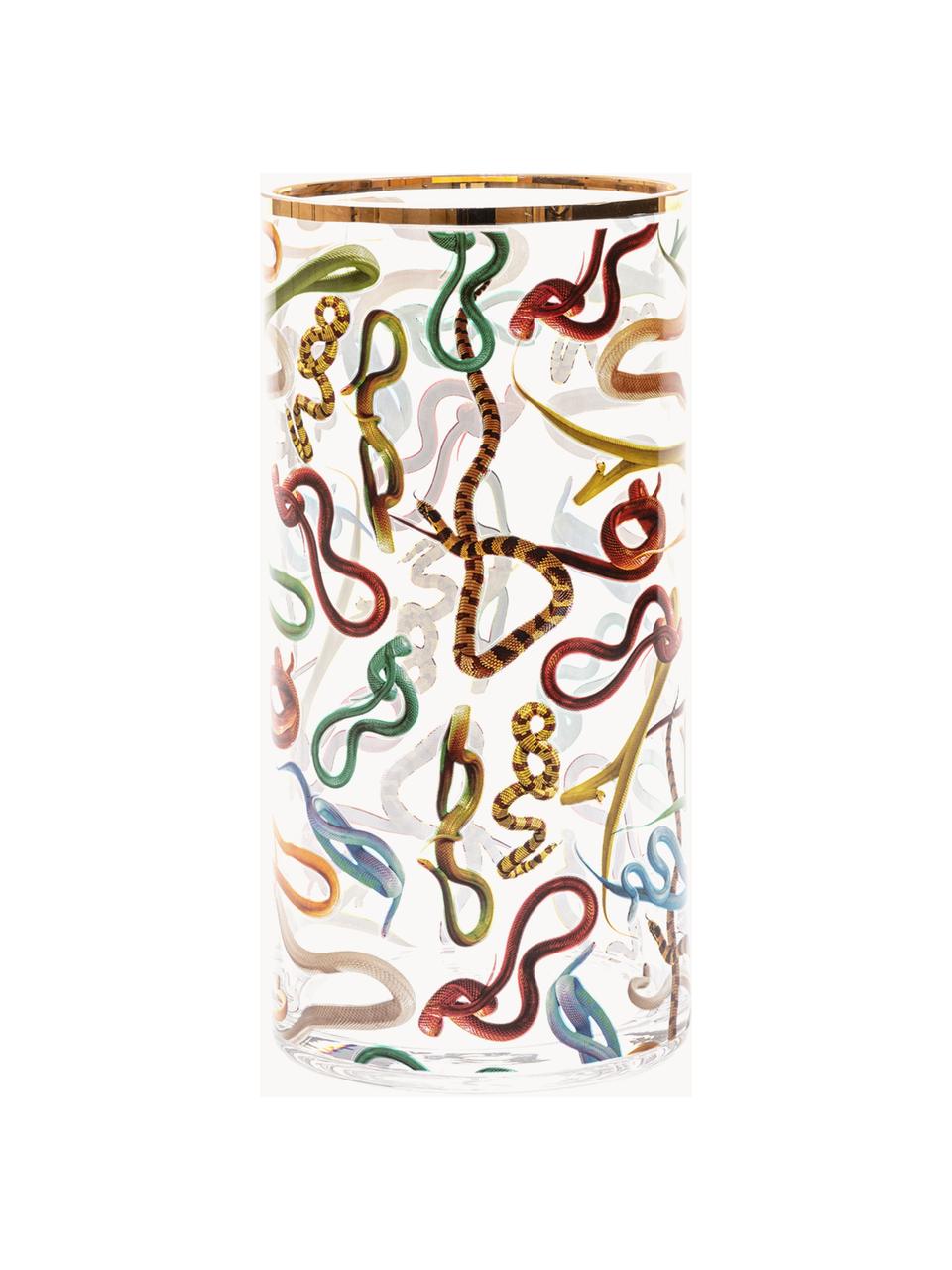 Glas-Vase Snakes, H 30 cm, Vase: Glas, Rand: Gold, Snakes, Ø 15 x H 30 cm
