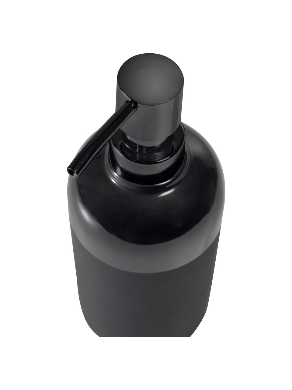 Dispenser sapone in ceramica Riga, Contenitore: ceramica, Nero, Ø 8 x Alt. 21 cm