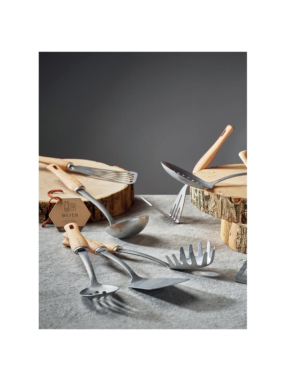 Gietlepel B Bois met houten handvat, Lepel: roestvrij staal, Zilverkleurig, beukenhout, B 7 x L 34 cm