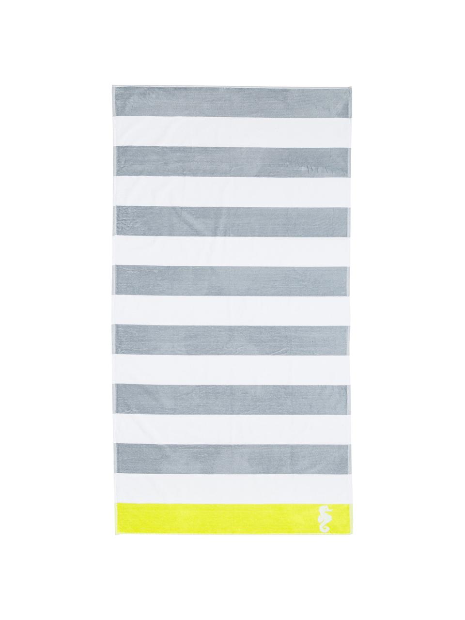 Serviette de plage Seahorse Albatros, Gris, blanc, vert lime