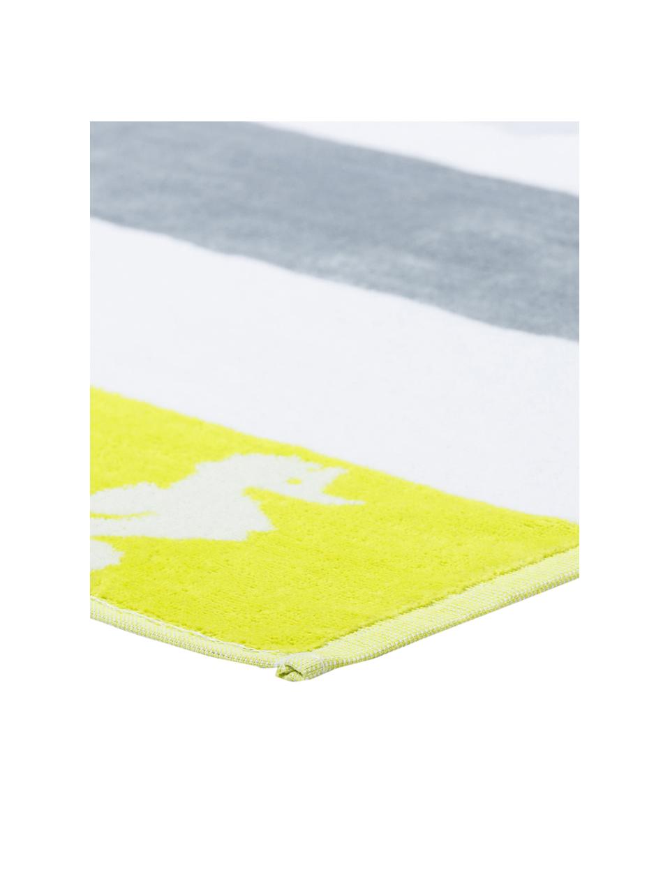 Serviette de plage Seahorse Albatros, Gris, blanc, vert lime