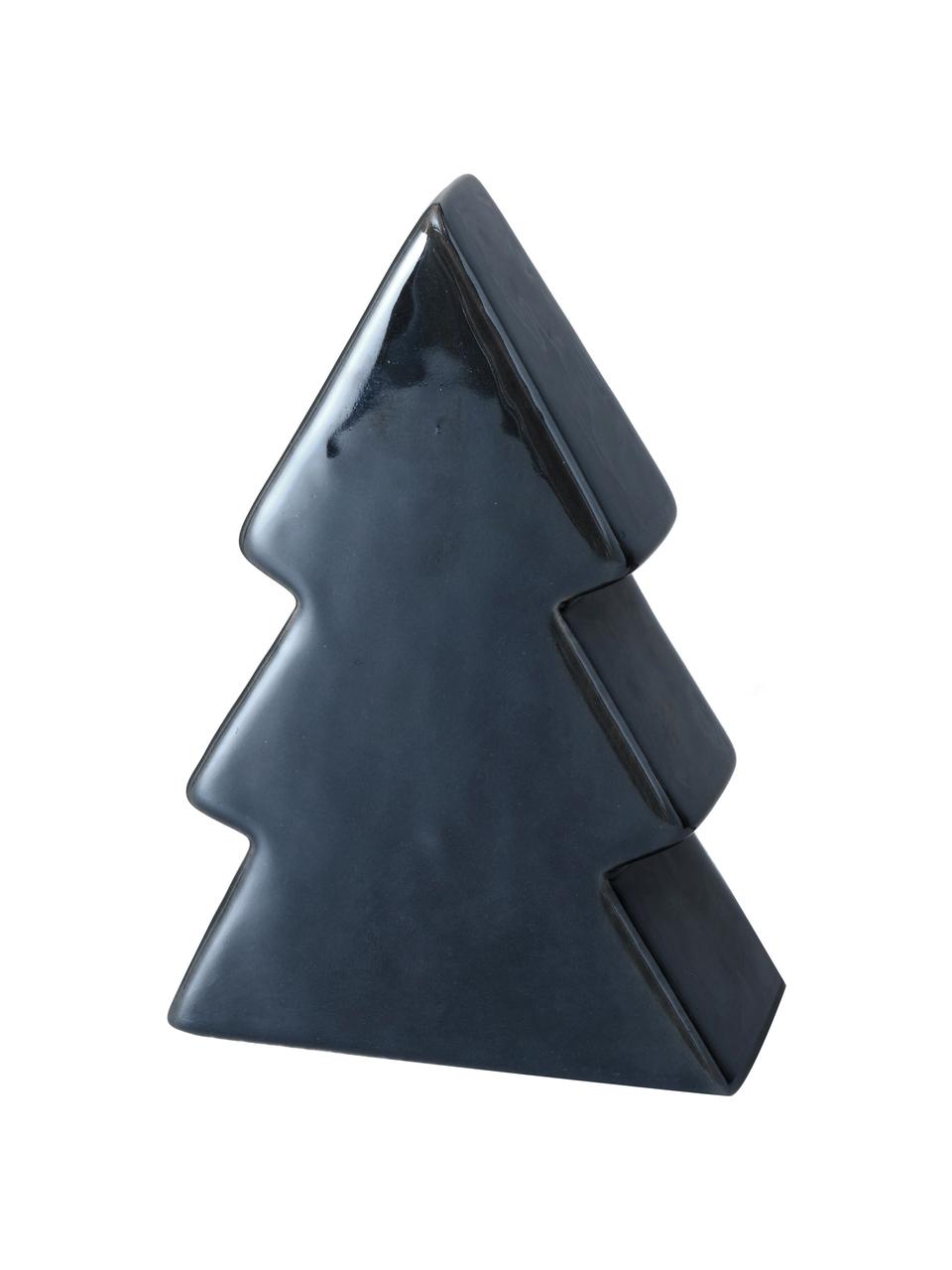 Arbre de Noël noir Manilo haut. 10 cm, 2 élém., Grès cérame, Noir, larg. 7 x haut. 10 cm