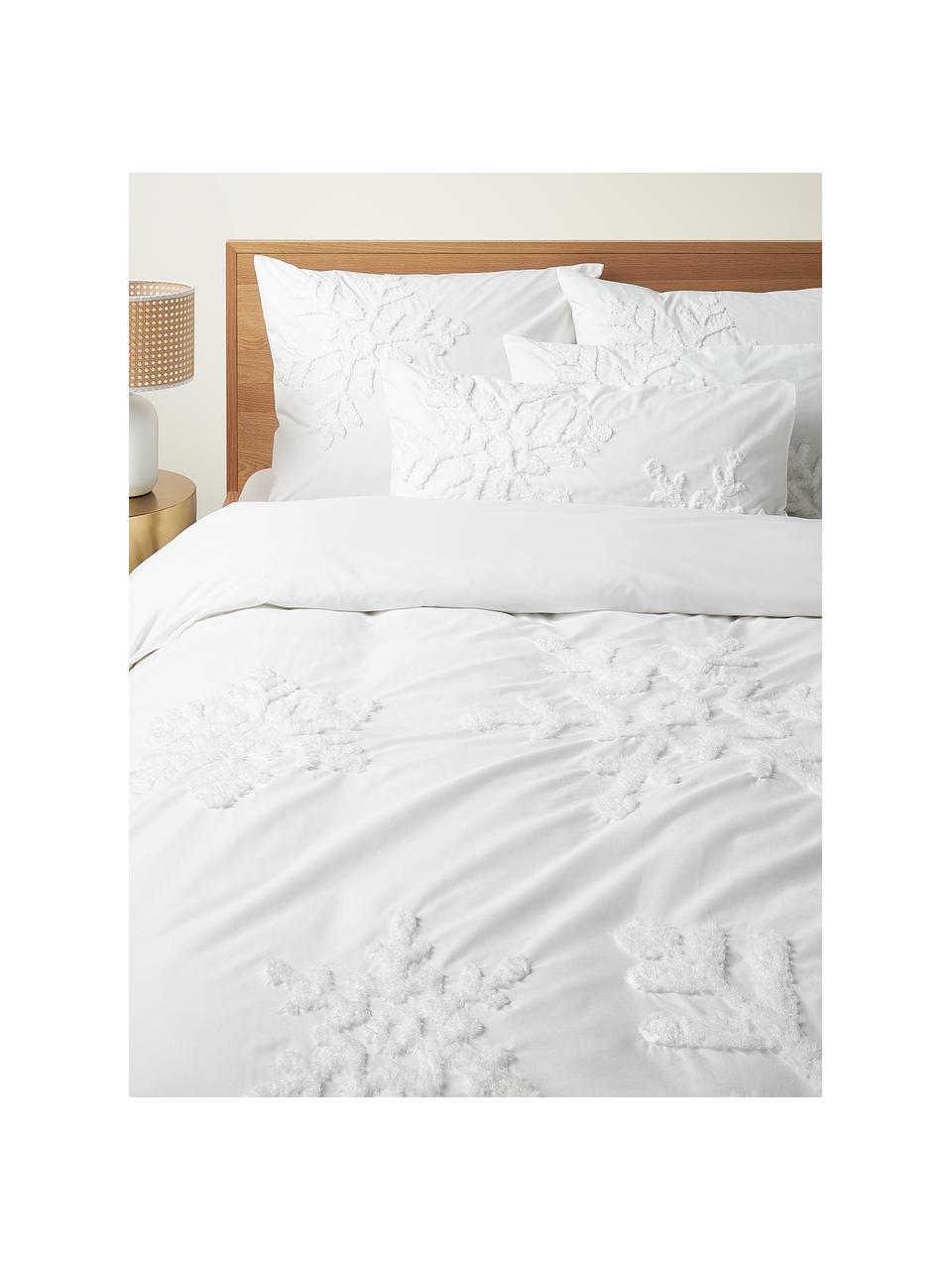 Funda nórdica de percal texturizado invernal Vidal, Blanco, Cama 90 cm (155 x 220 cm)