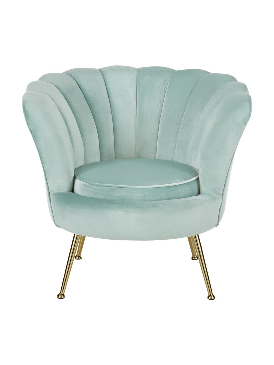 Fluwelen cocktailfauteuil Oyster, Bekleding: fluweel (polyester) Met 2, Frame: eucalyptus multiplex, Poten: gegalvaniseerd metaal, Fluweel turquoise, B 81 x D 78 cm