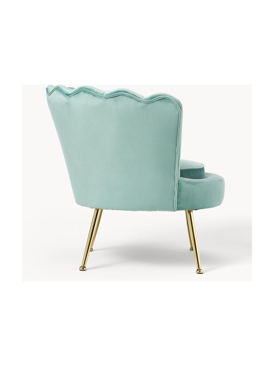 Fauteuil cocktail velours Oyster, Velours turquoise, larg. 81 x prof. 78 cm