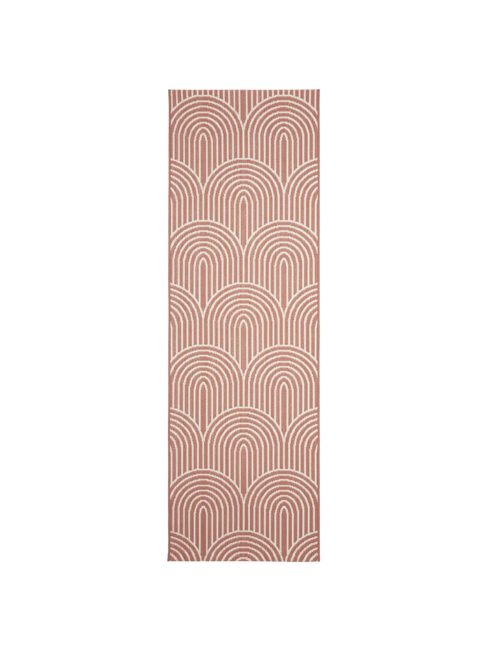 Tapis coureur d'extérieur corail Arches, 86 % polypropylène, 14 % polyester, Rouge, blanc, larg. 80 x long. 250 cm