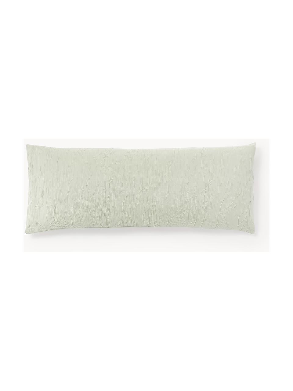 Funda de almohada de percal de algodón lavado Leonora, Parte superior: 65% algodón, 30% poliéste, Reverso:  100% algodón, Verde oliva, An 45 x L 110 cm
