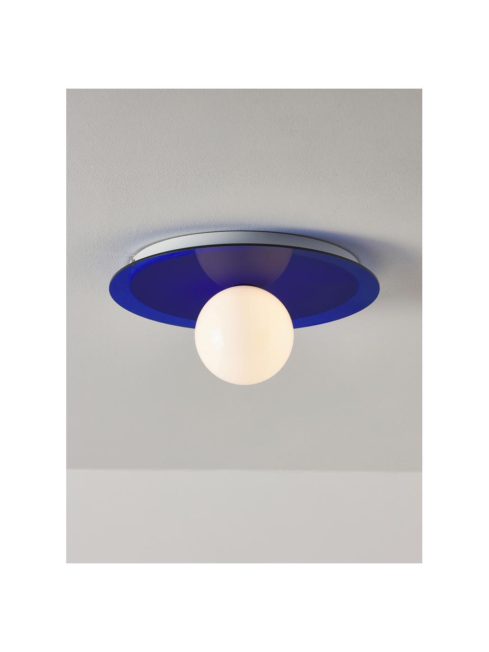 Lampada da parete e soffitto Starling, Paralume: vetro opale, Blu elettrico, bianco, Ø 33 x Prof. 14 cm