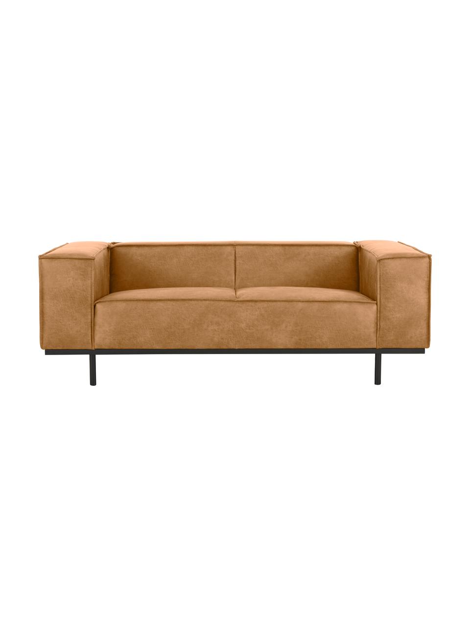Sofa ze skóry z metalowymi nogami Abigail (2-osobowa), Tapicerka: 70% skóra, 30% poliester , Nogi: metal lakierowany, Brązowy, S 190 x G 95 cm