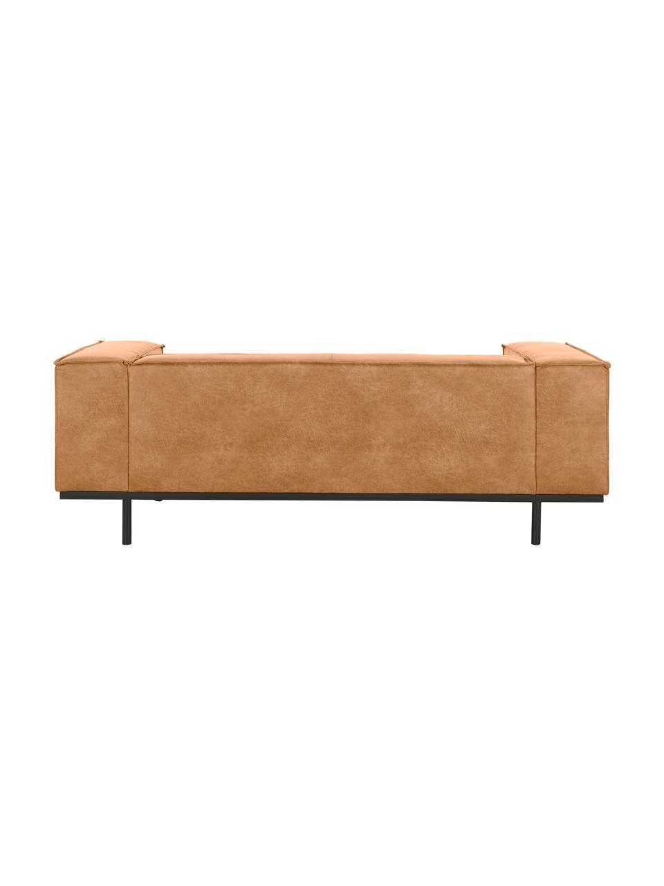 Leder-Sofa Abigail (2-Sitzer) in Braun mit Metall-Füssen, Bezug: Lederfaserstoff (70% Lede, Beine: Metall, lackiert, Leder Braun, B 190 x T 95 cm