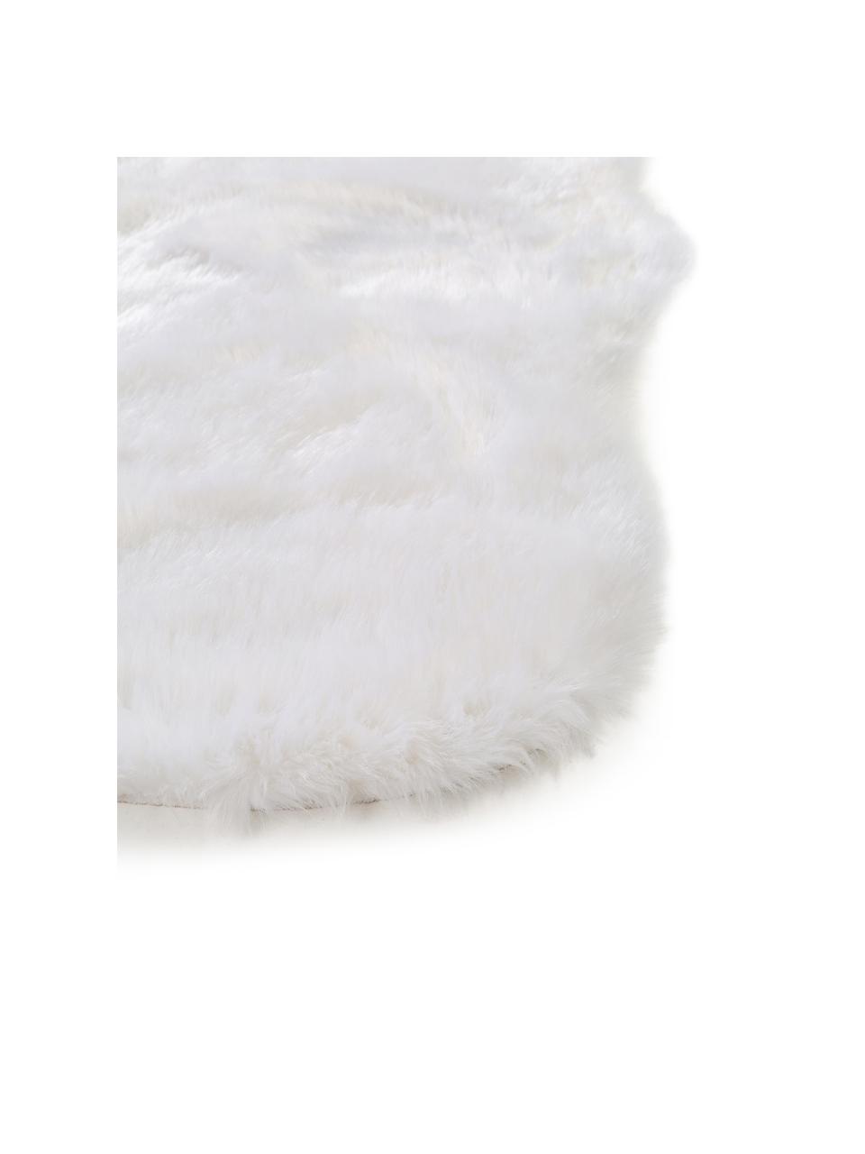Pluizige imitatie schapenvacht Elmo in wit, glad, Bovenzijde: 50% acryl, 50% polyester, Onderzijde: polyester, Wit, B 140 x L 200 cm (maat S)