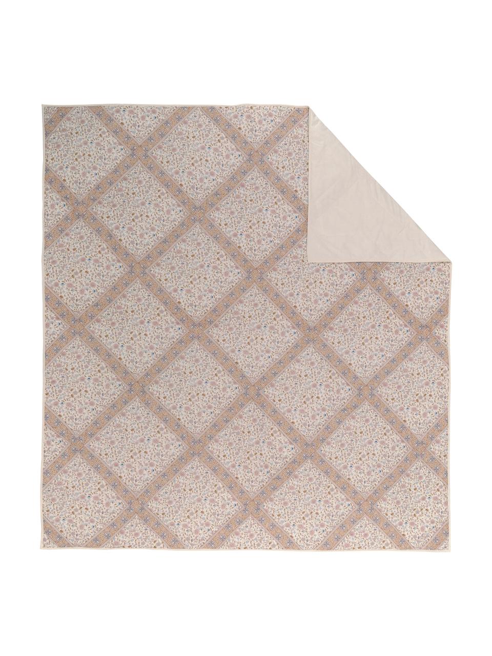 Wattierte Tagesdecke Lilou mit Paisley-Muster, Bezug: 100% Baumwolle, Hellbeige, Mehrfarbig, B 260 x L 260 cm (für Betten bis 200 x 200 cm)