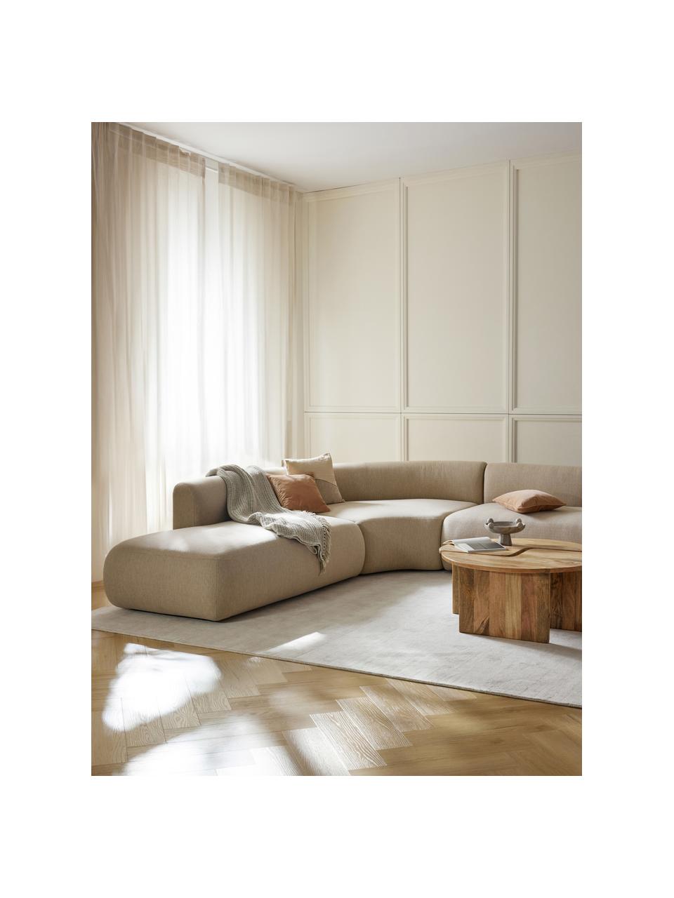 Chaise longue componibile Sofia, Rivestimento: 100% polipropilene Il riv, Struttura: legno di abete, truciolat, Piedini: plastica Il materiale uti, Tessuto beige chiaro, Larg. 159 x Prof. 103 cm, schienale a sinistra