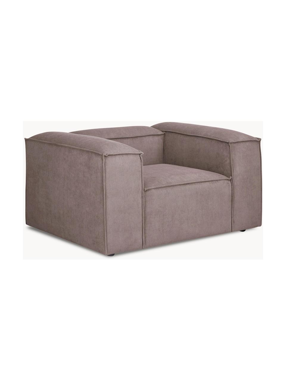 Poltrona in velluto a coste Lennon, Rivestimento: velluto a coste (92% poli, Struttura: legno di pino massiccio, , Gambe: plastica, Velluto a coste taupe, Larg. 130 x Prof. 101 cm