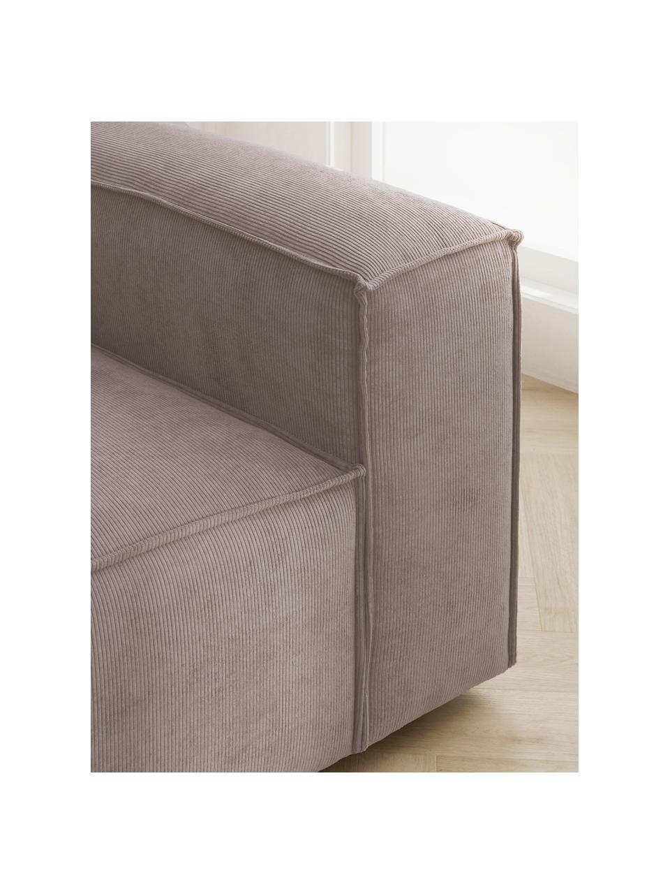 Fauteuil en velours côtelé Lennon, Velours côtelé taupe, larg. 130 x prof. 101 cm