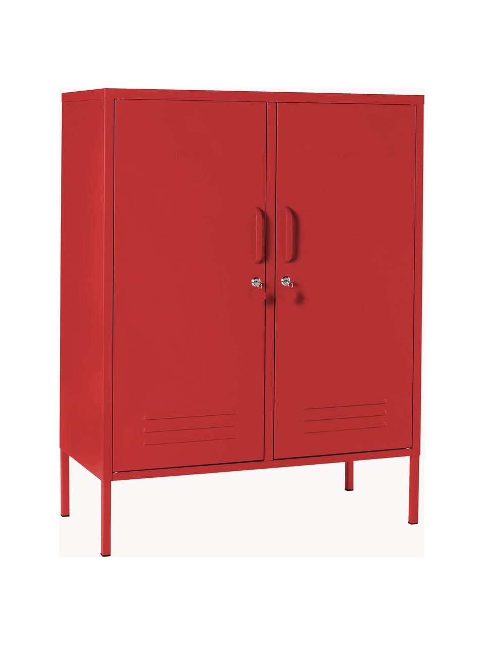 Metalen highboard The Midi, Gepoedercoat staal, Rood, B 85 x H 111 cm