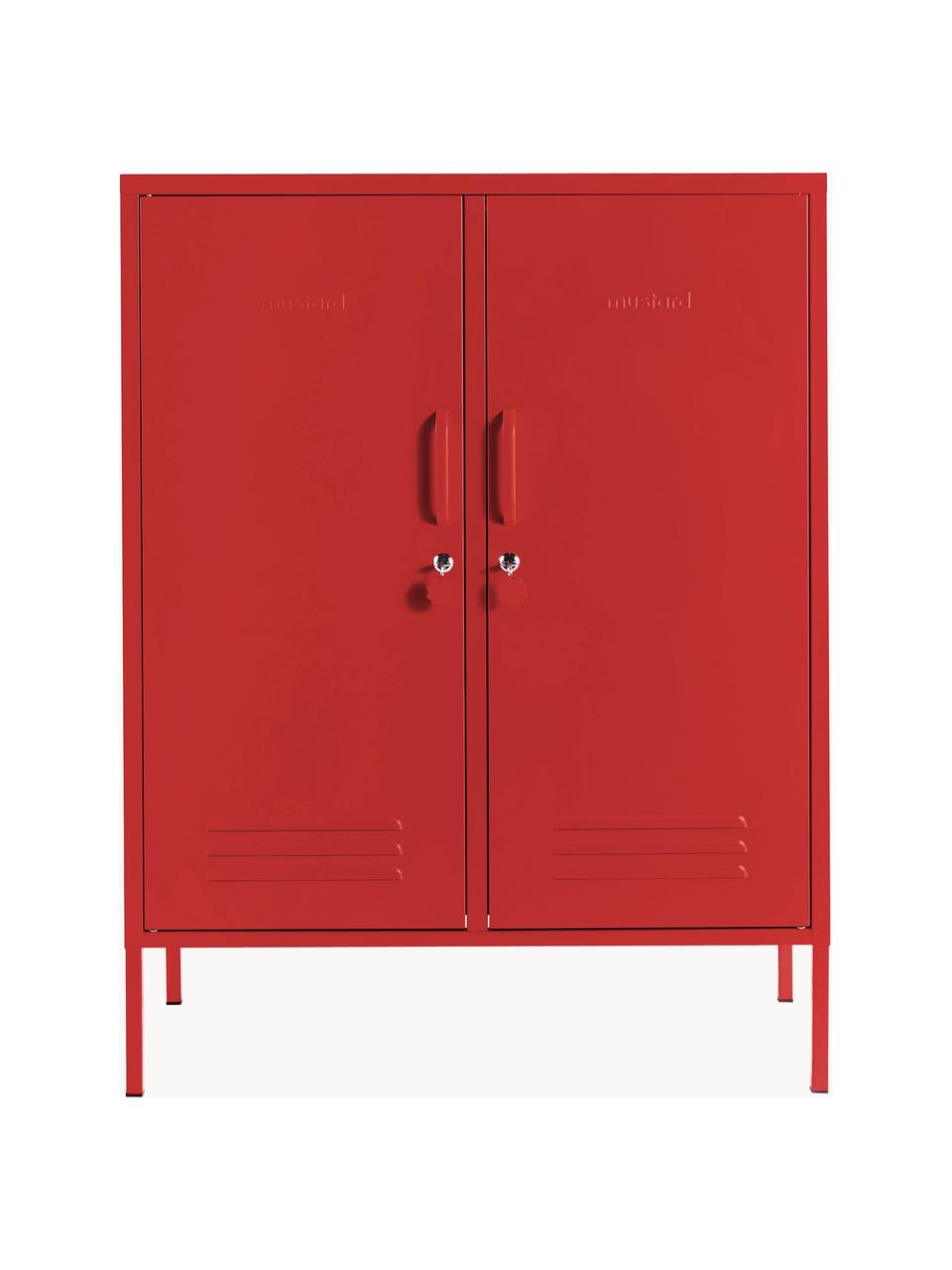 Chiffonnier taquilla de metal The Midi, Acero con pintura en polvo, Rojo, An 85 x Al 111 cm