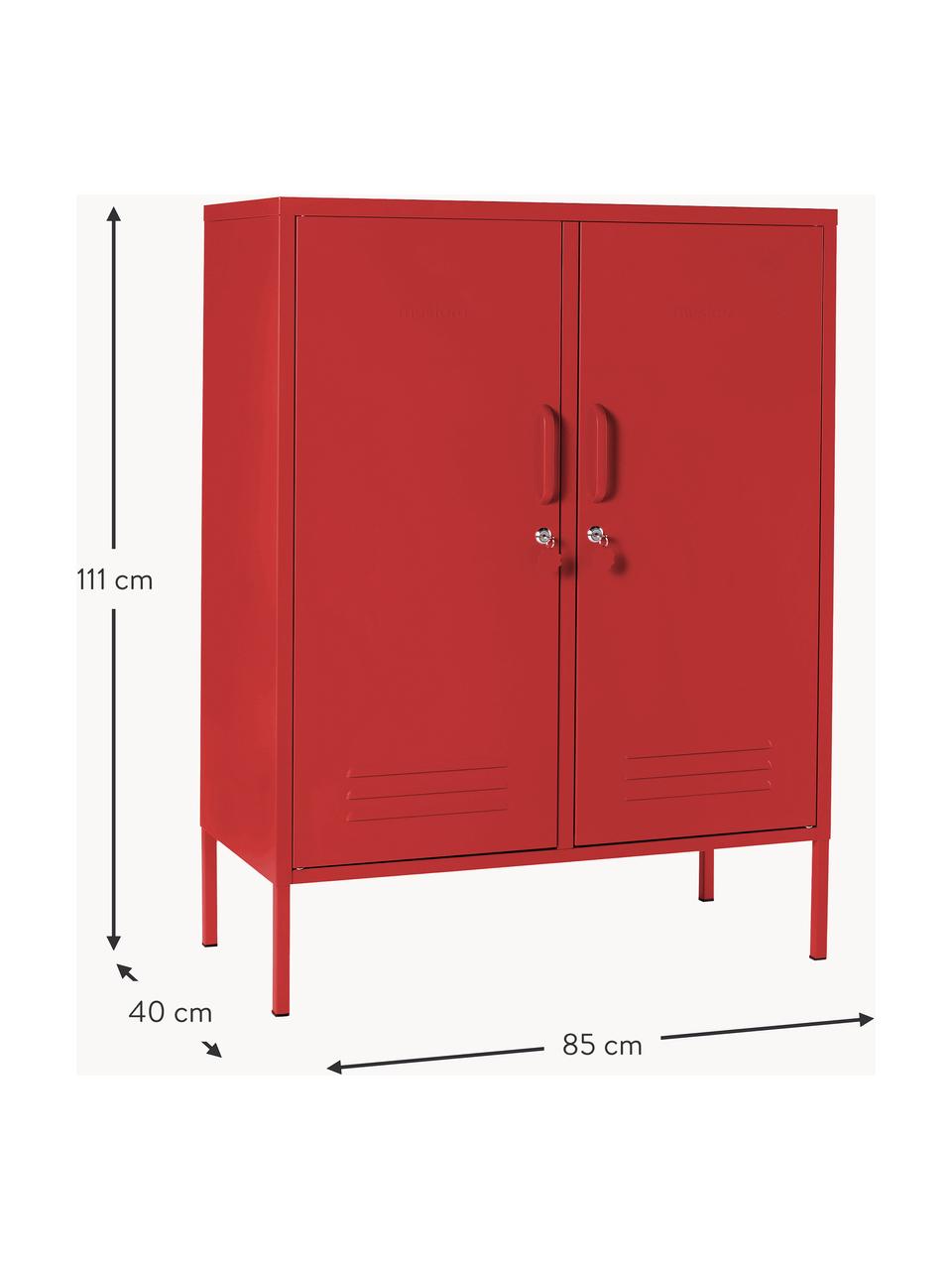 Chiffonnier taquilla de metal The Midi, Acero con pintura en polvo, Rojo, An 85 x Al 111 cm