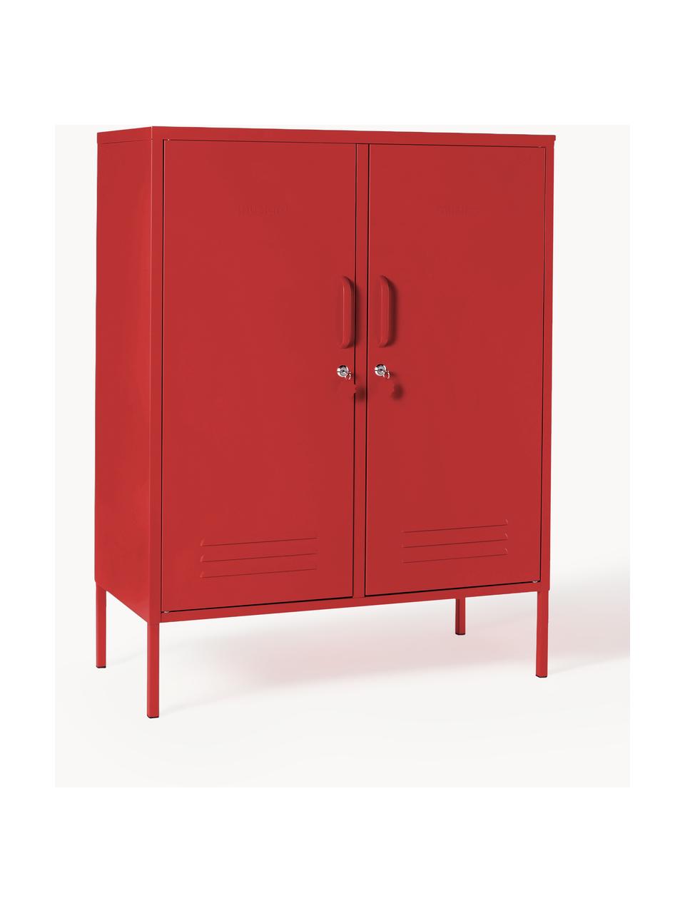 Metalen highboard The Midi, Gepoedercoat staal, Rood, B 85 x H 111 cm