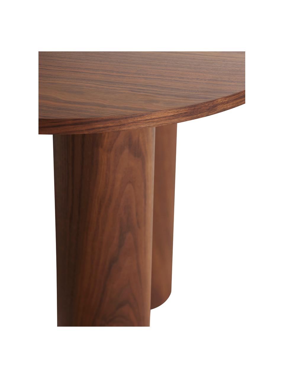 Table d'angle ronde en bois couleur sable et base en simili cuir marron  chocolat - 2067 BRC65892067 BRC6589