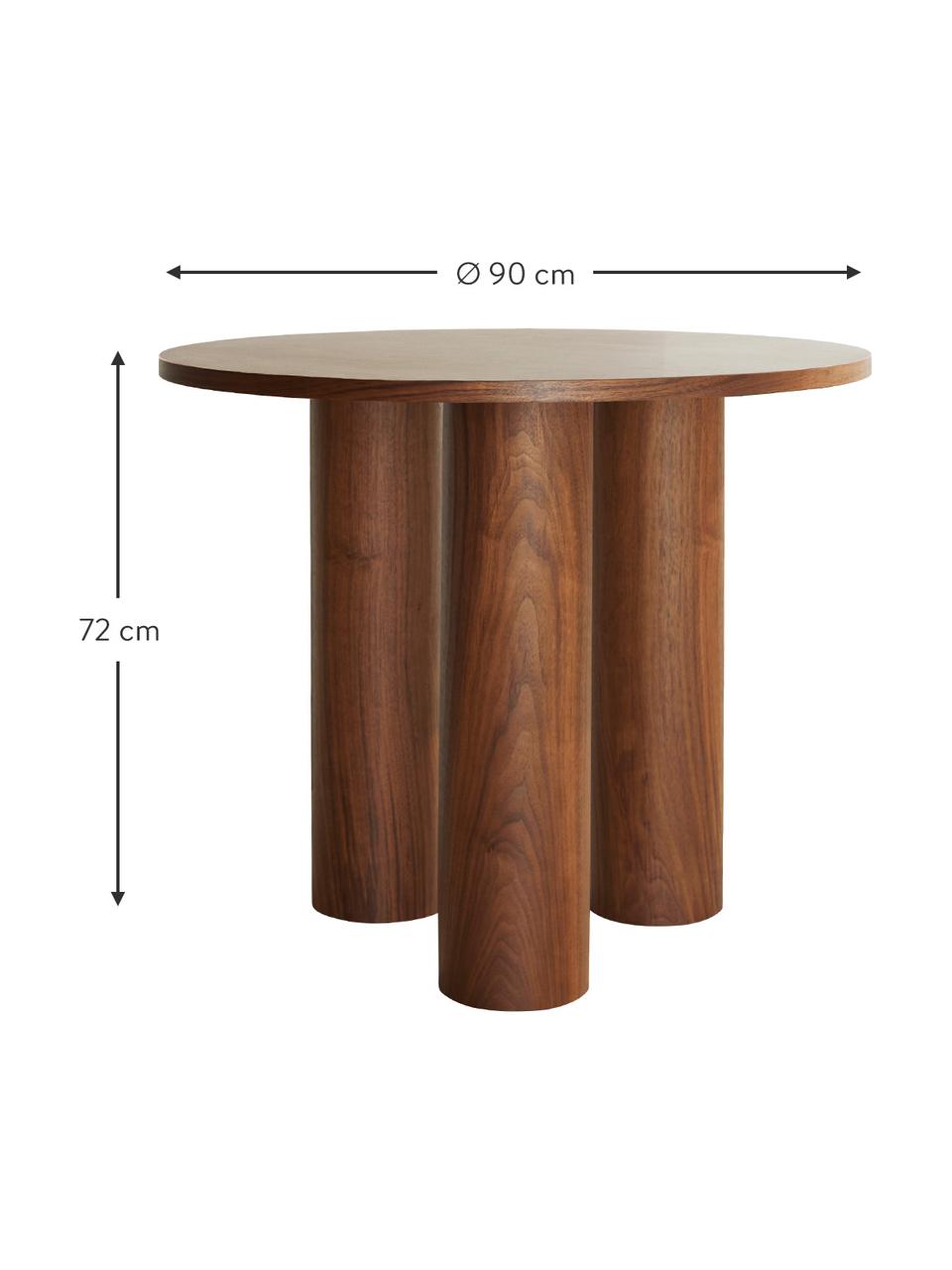 Runder Tisch Colette, Ø 90 cm, Mitteldichte Holzfaserplatte (MDF), mit Walnussholzfurnier, FSC-zertifiziert, Walnussholz, Ø 90 cm