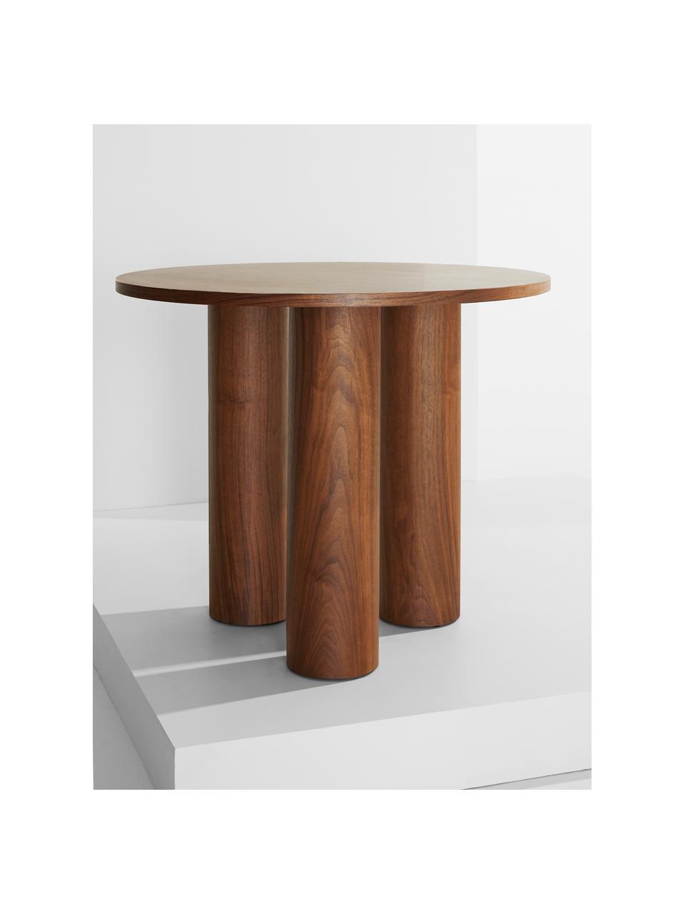 Kulatý stůl Colette, Ø 90 cm, MDF deska (dřevovláknitá deska střední hustoty), s dýhou z ořechu, certifikace FSC, Ořechové dřevo, Ø 90 cm