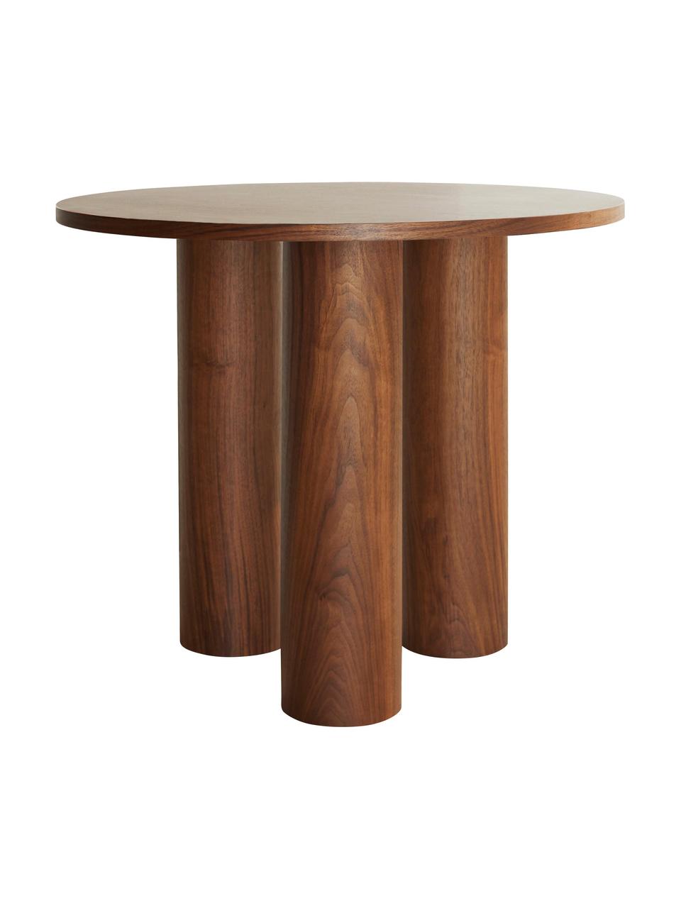 Tavolo rotondo Colette, Ø 90 cm, Pannello di fibra a media densità (MDF), impiallacciato in noce, certificato FSC, Legno di noce, Ø 90 x Alt. 72 cm