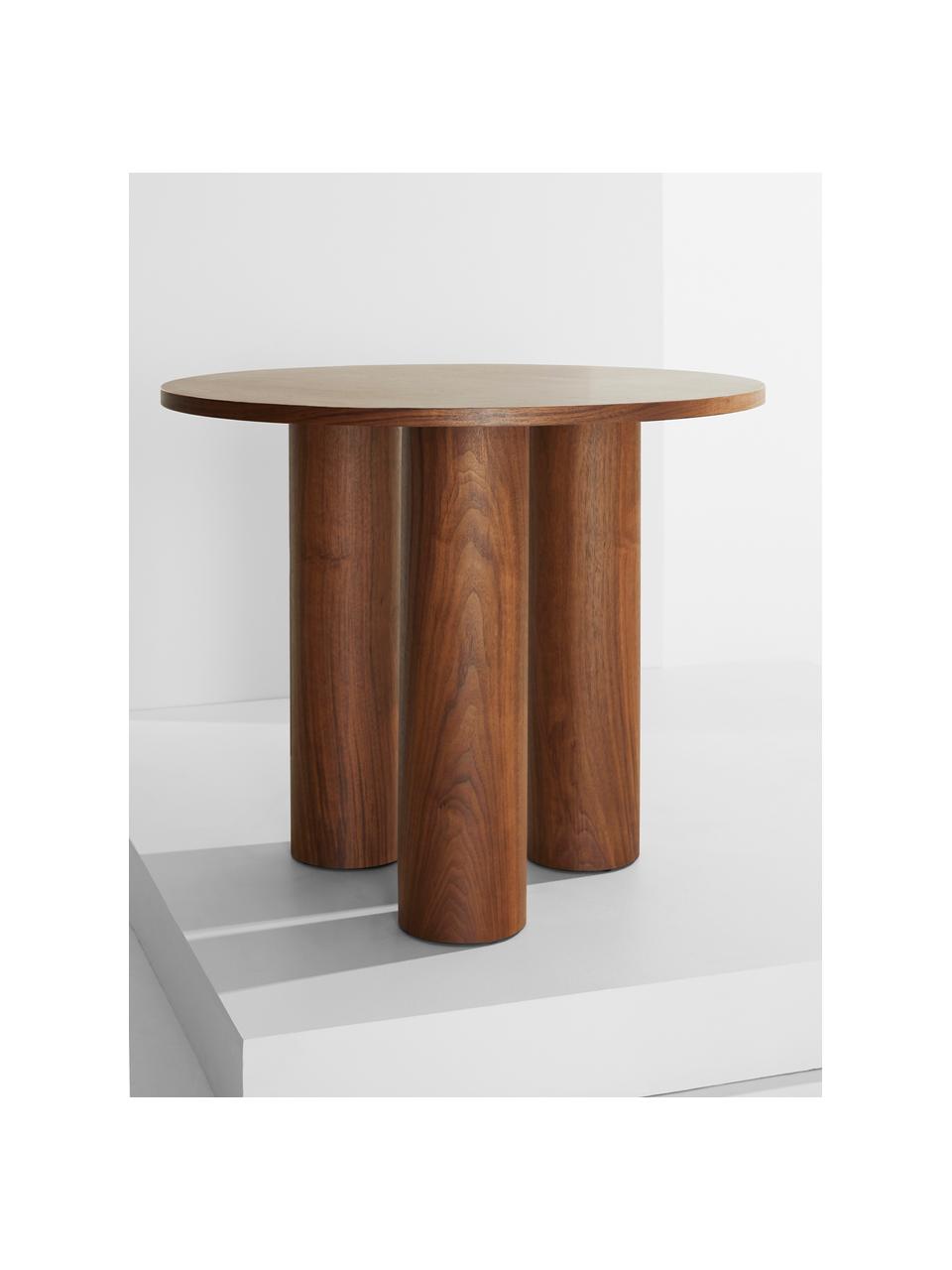 Mesa redonda Colette, Ø 90 cm, Tablero de fibras de densidad media (MDF), chapada en madera de nogal.

Este producto está hecho de madera de origen sostenible y con certificación FSC®., Madera de nogal, Ø 90 cm