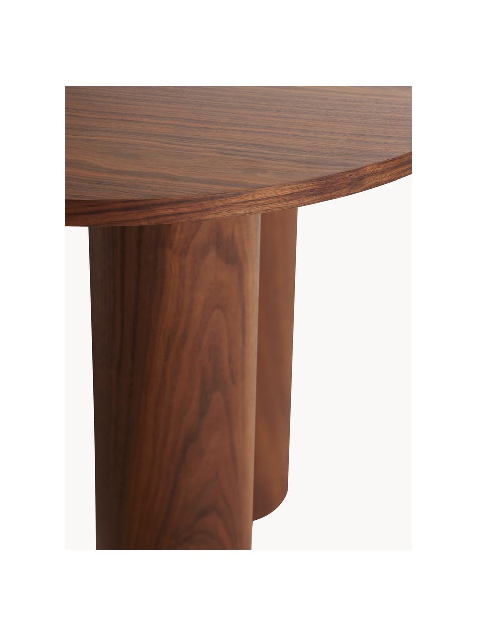 Mesa redonda Colette, Ø 90 cm, Tablero de fibras de densidad media (MDF), chapada en madera de nogal.

Este producto está hecho de madera de origen sostenible y con certificación FSC®., Madera de nogal, Ø 90 cm