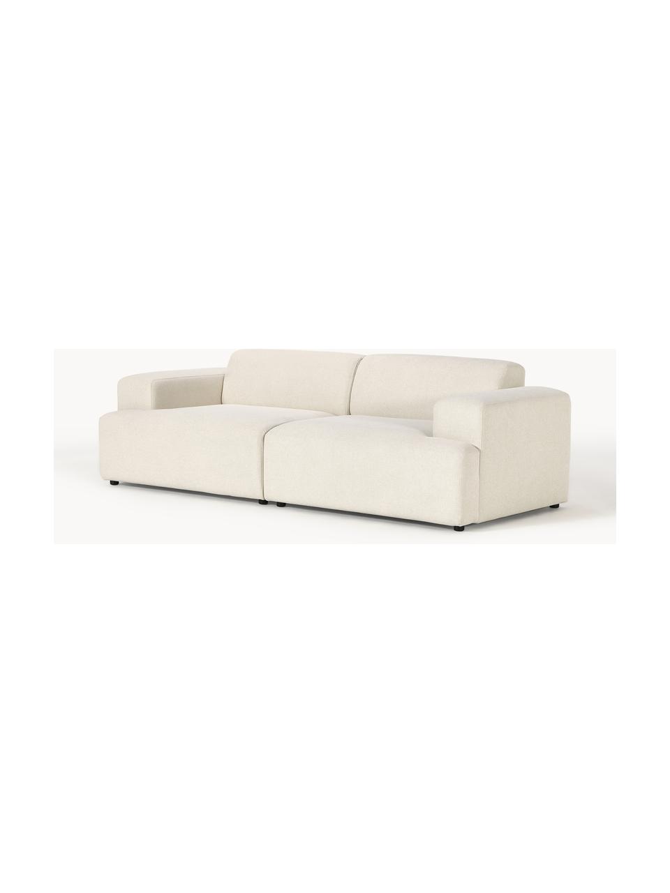 Sofá Melva (3 plazas), Tapizado: 100% poliéster Alta resis, Estructura: madera de pino y abeto ma, Patas: plástico., Tejido Off White, An 238 x F 101 cm