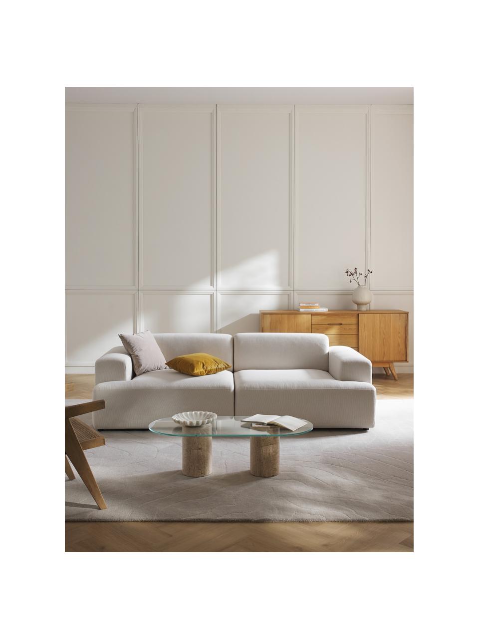 Sofa Melva (3-Sitzer), Bezug: 100 % Polyester Der strap, Gestell: Massives Kiefern- und Fic, Füße: Kunststoff Dieses Produkt, Webstoff Off White, B 238 x T 101 cm