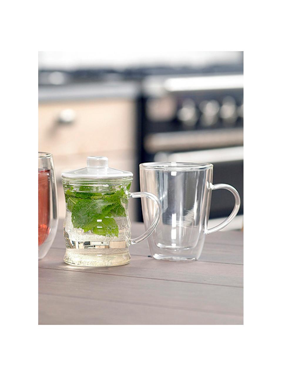 Bicchieri da tè a doppia parete Isolate 2 pz, Vetro borosilicato, Trasparente, Ø 8 x Alt. 11 cm, 250 ml