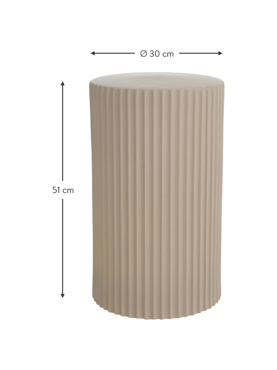 Table d'appoint ronde Troni, Grès cérame, Beige, Ø 30 x haut. 51 cm