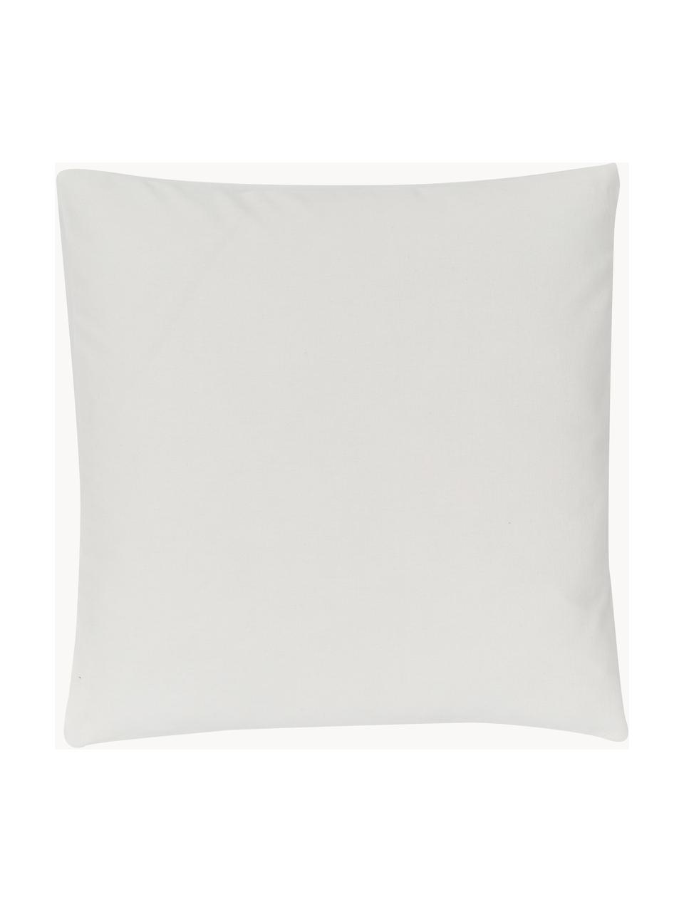 Housse de coussin 45x45 hivernale brodée Finn, 100 % coton, Multicolore, blanc crème, larg. 45 x long. 45 cm