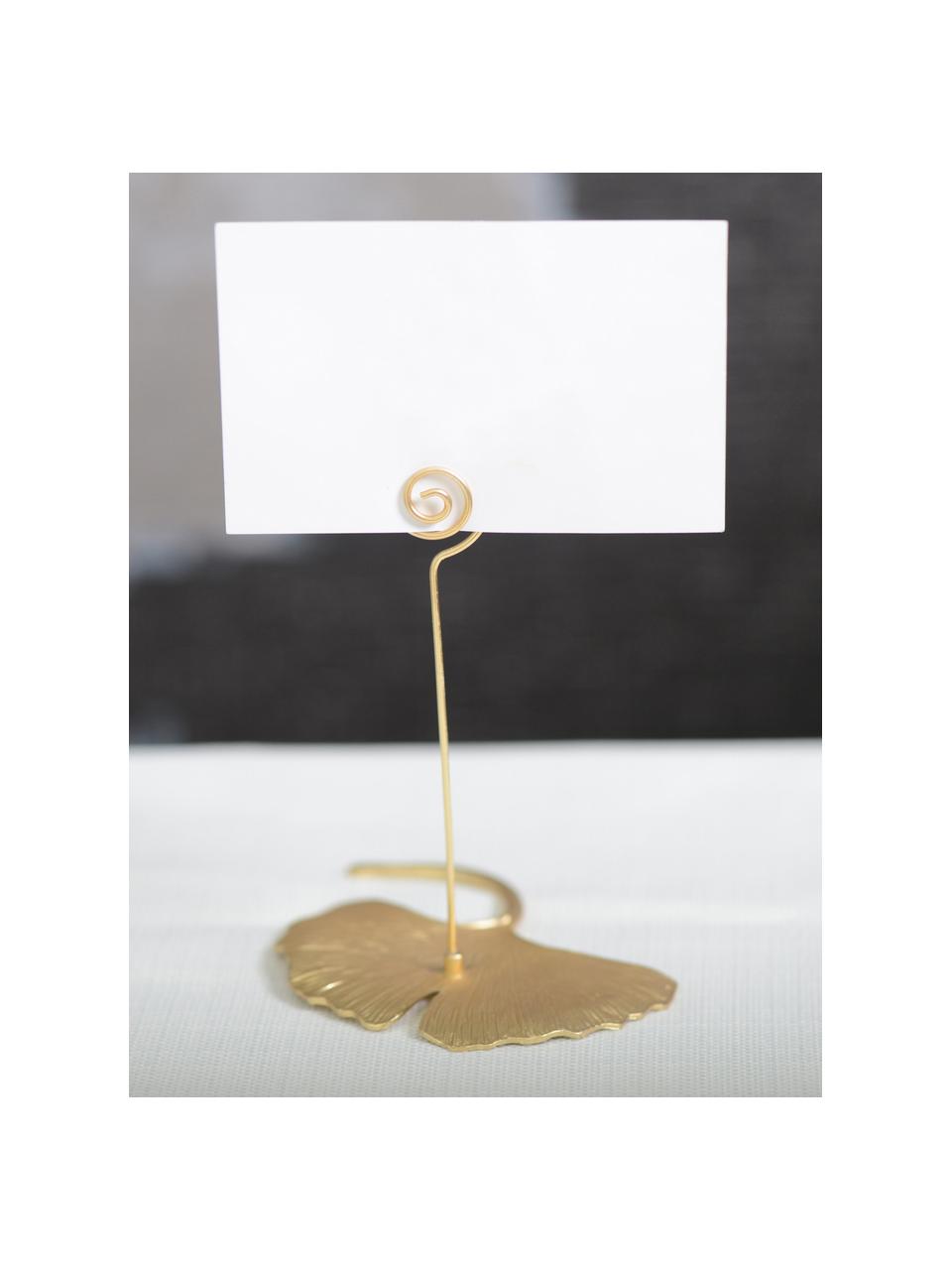 Tischkartenhalter Ginkgo, 4 Stück, Metall, Goldfarben, B 9 x H 13 cm