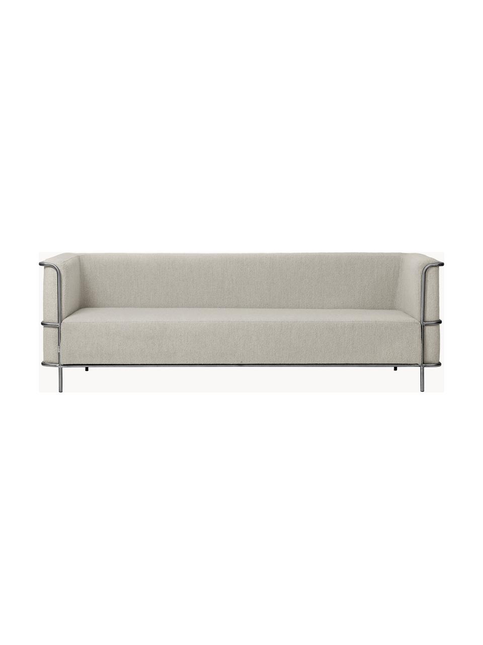 Bouclé-Sofa Modernist (3-Sitzer), Bezug: Bouclé (34 % Viskose, 33 , Gestell: Stahl, beschichtet, Bouclé Greige, B 220 x T 77 cm