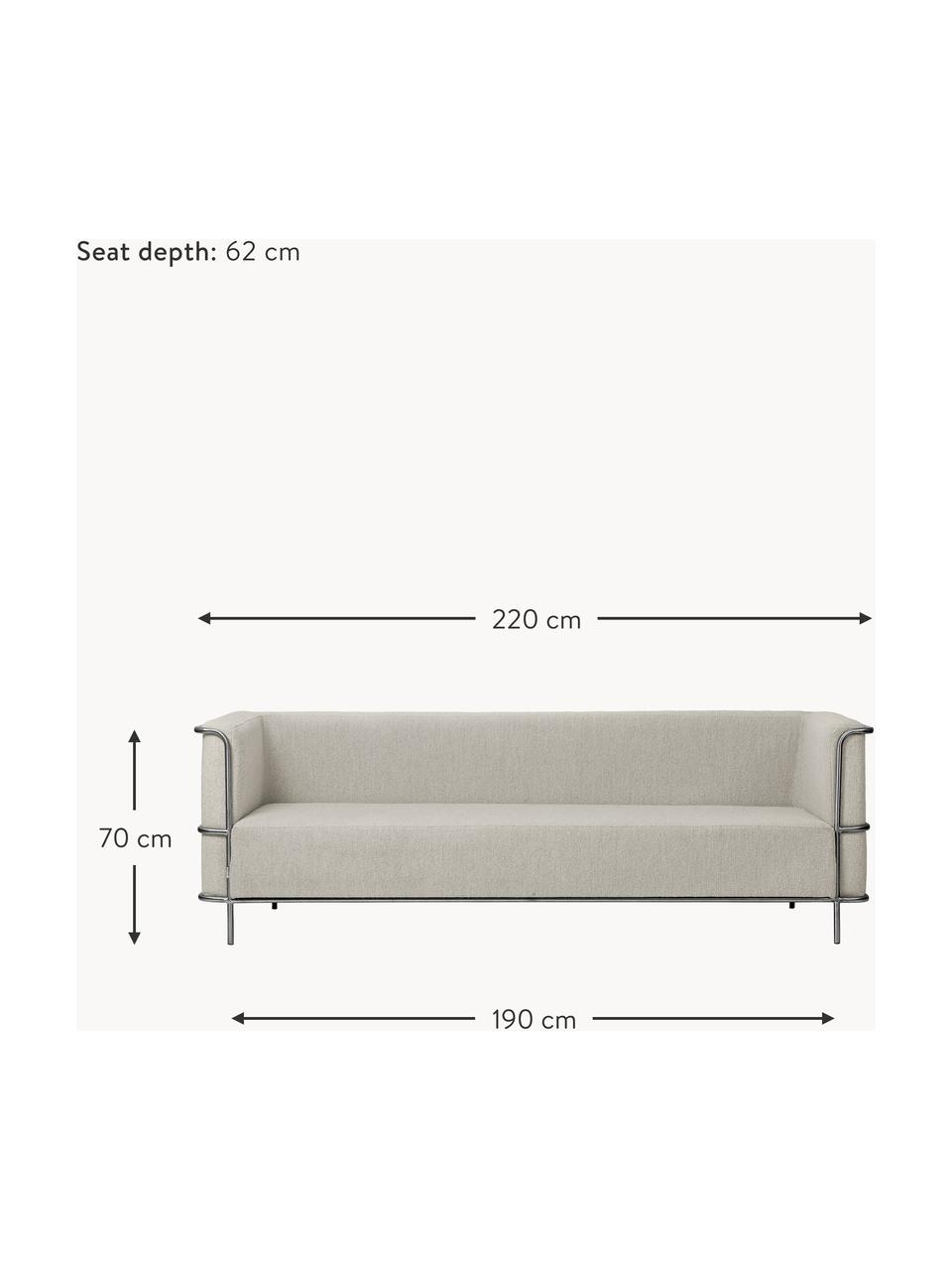 Bouclé-Sofa Modernist (3-Sitzer), Bezug: Bouclé (34 % Viskose, 33 , Gestell: Stahl, beschichtet, Bouclé Greige, B 220 x T 77 cm