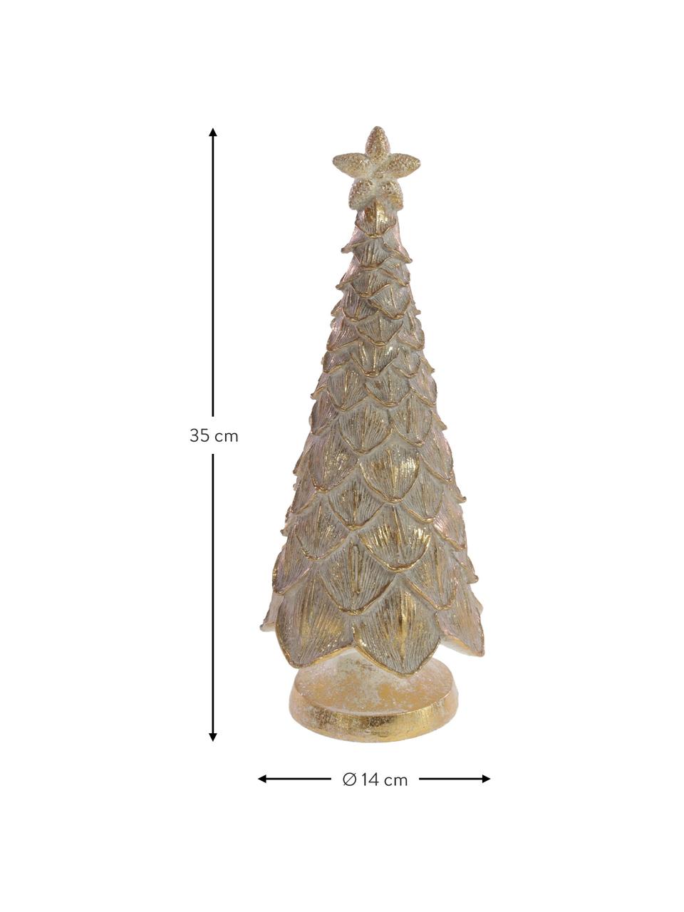 Dekoračný stromček Laviko V 35 cm, Polymérová živica, Odtiene zlatej so starožitným efektom, Ø 14 x V 35 cm