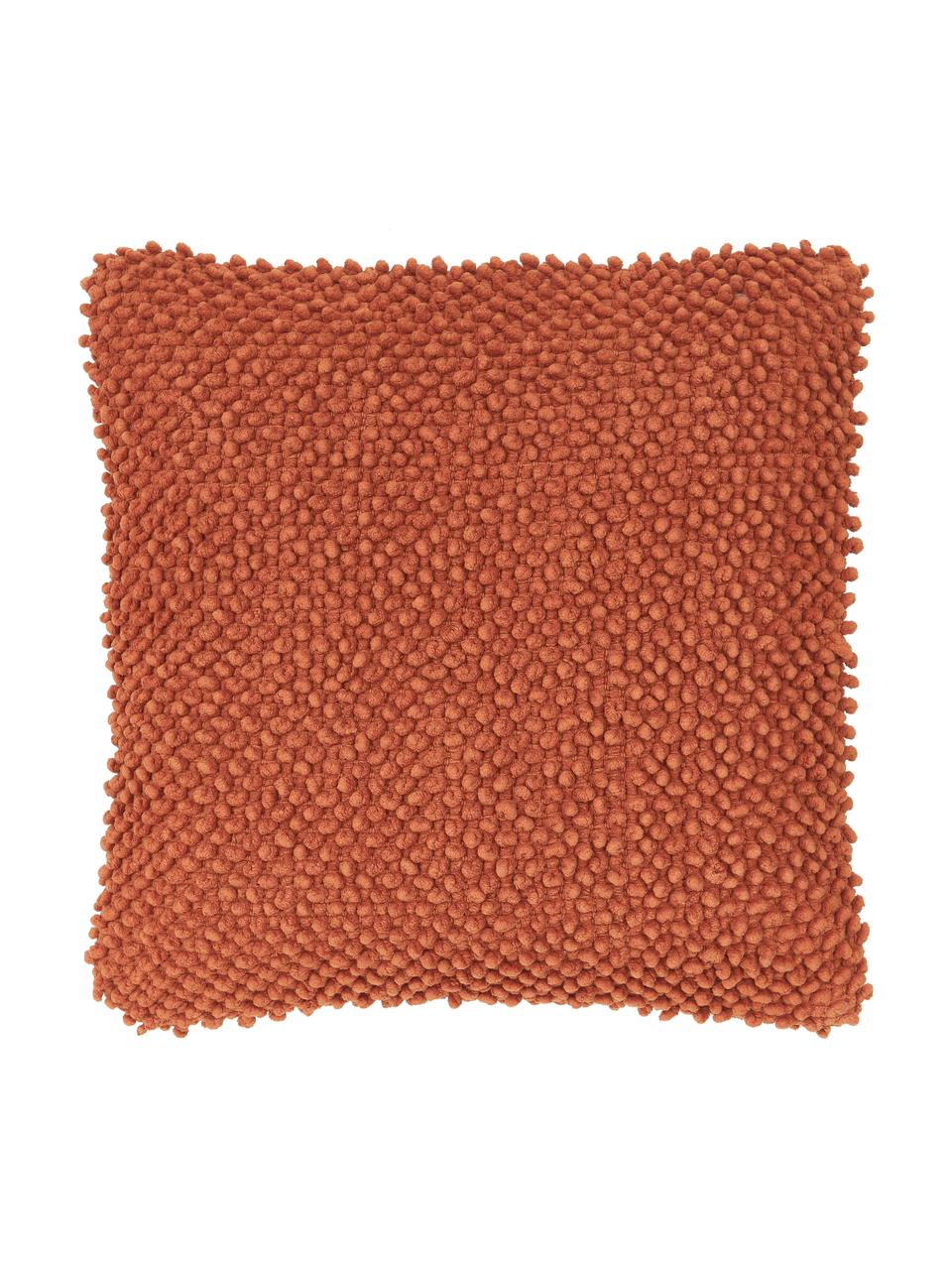 Poťah na vankúš so štruktúrovaným povrchom Indi, 100 %  bavlna, Hrdzavočervená, Š 45 x D 45 cm